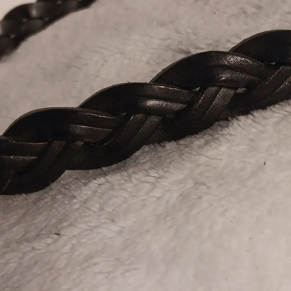 Braided Black Leather Belt